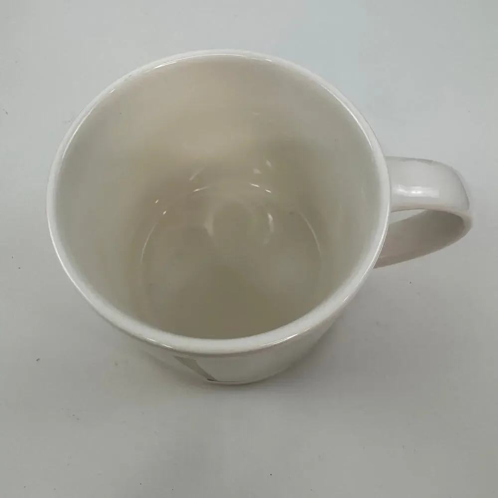 Williams Sonoma L Monogram Gold White Coffee Mug Impressed Ceramic Drinkware Cup